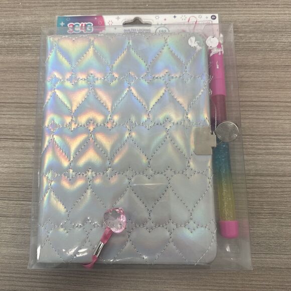 3C4G Quilted Hearts Locking Journal And Pen 192 Pages NEW - Picture 3 of 5